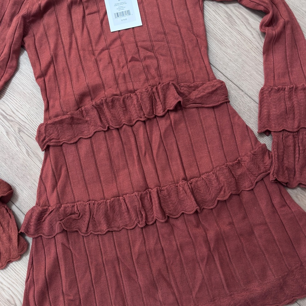BP Ribbed Knit Dress in Rust - Picture 2 of 4